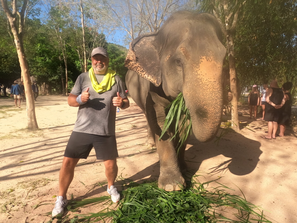 Feeding and mud bathing the big guy! 🐘