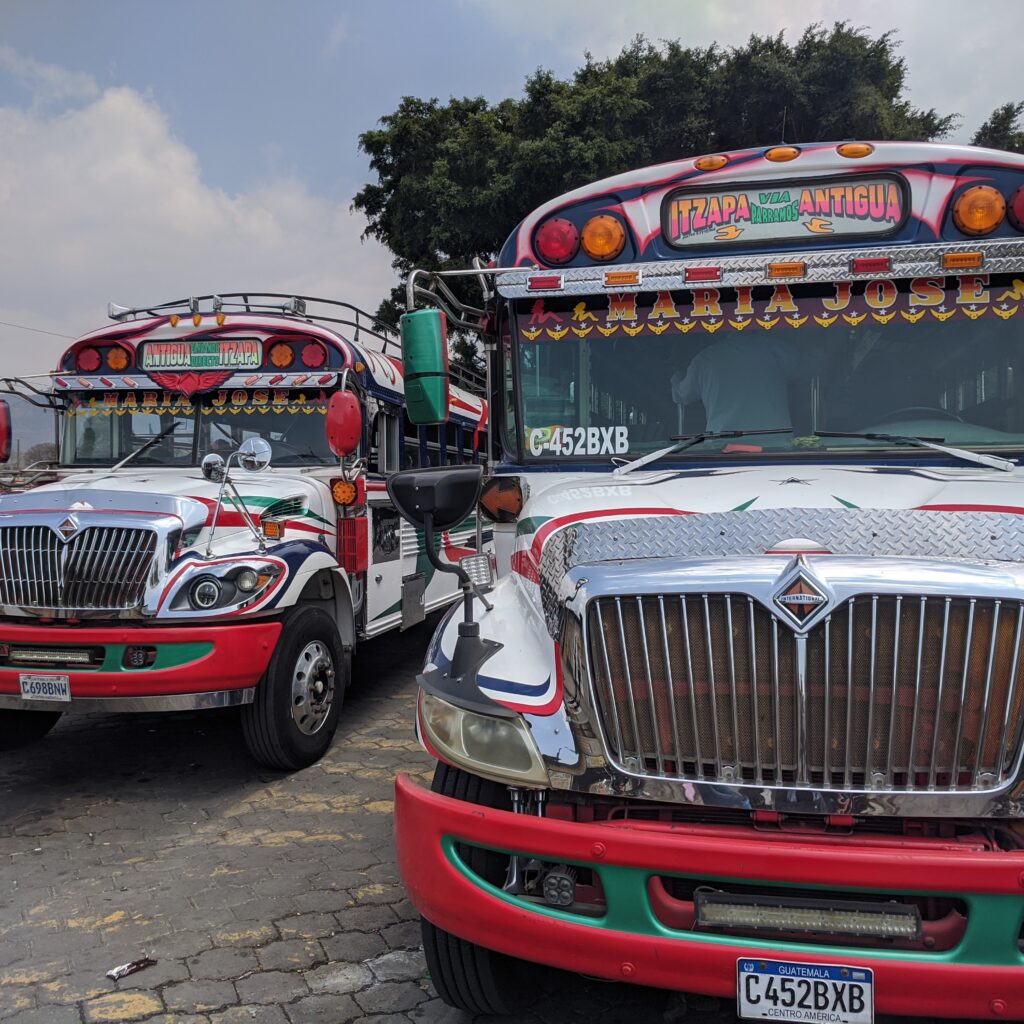 Riding the chicken bus around beautiful Guatemala!!🚌🐔🍗
