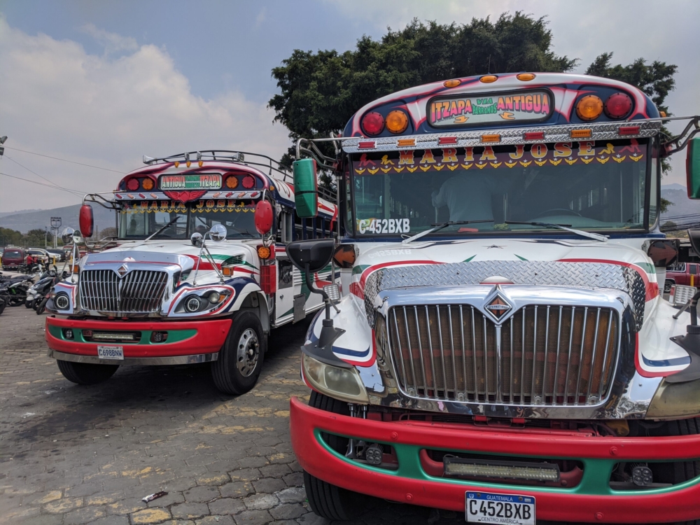 Riding the chicken bus around beautiful Guatemala!!🚌🐔🍗