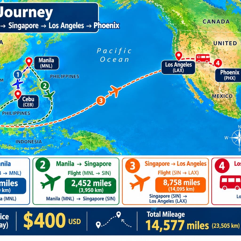 Cebu to Phoenix the long way!